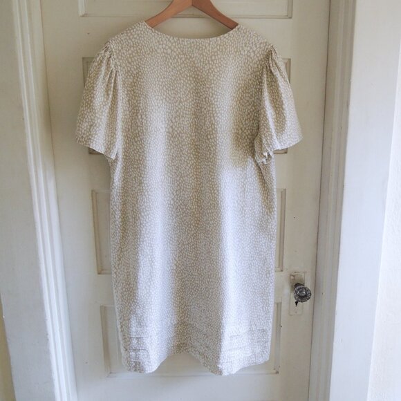 Nicole Miller Tan & White Linen Blend Shift Dress XL - Picture 7 of 9